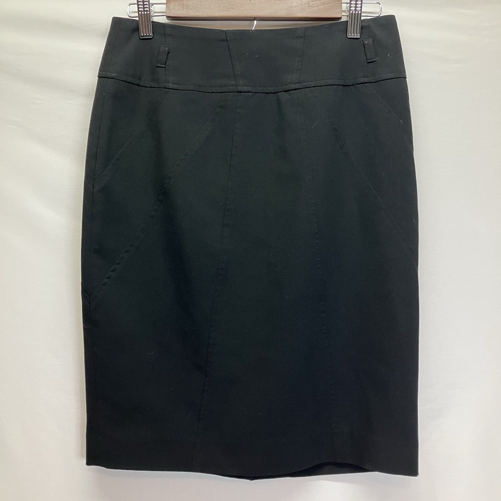 Cleo Womens Black Detailed Stitching Fully Lined Midi Pencil Skirt Size 6P